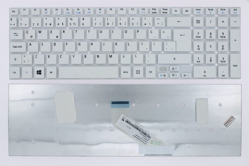 Acer ile Uyumlu TravelMate P455-MG Uyumlu Laptop Klavye Beyaz