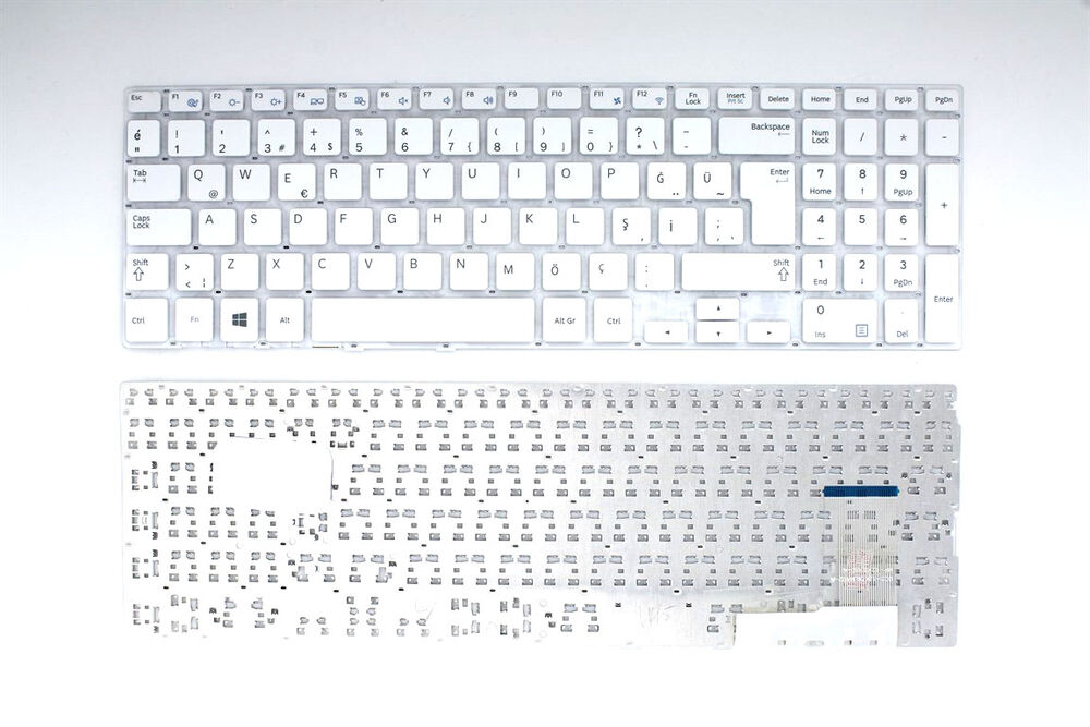 Samsung ile Uyumlu NP370R5E Notebook Klavye Beyaz