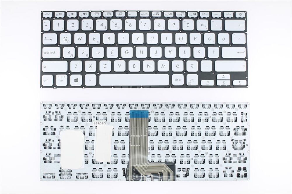 Asus ile Uyumlu X409MA-BV158 Uyumlu Laptop Klavye Silver