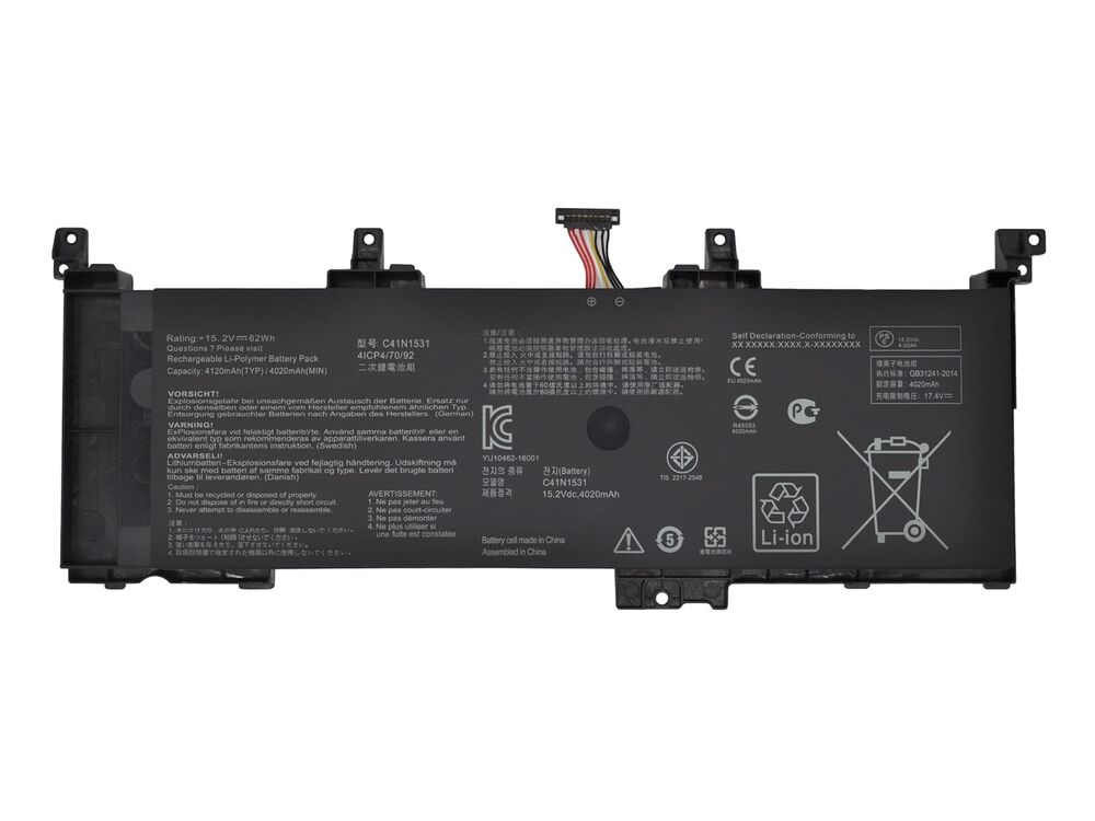 Asus GL502V, C41N1531 Uyumlu Notebook Bataryası Pili - Ver.2