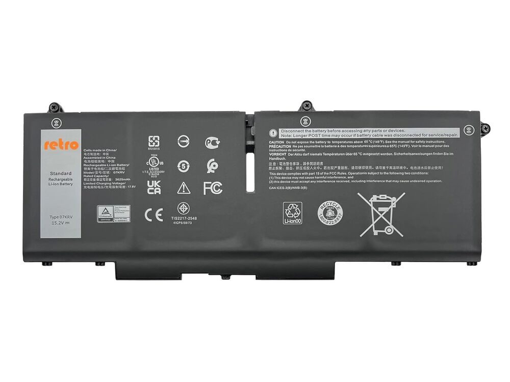 Dell Latitude 5530, 07KRV ile Uyumlu Notebook Bataryası Pili - Ver.1 - 4 Cell
