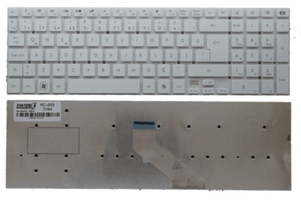 Acer Aspire V3-771 Uyumlu Notebook Klavyesi - Beyaz - TR