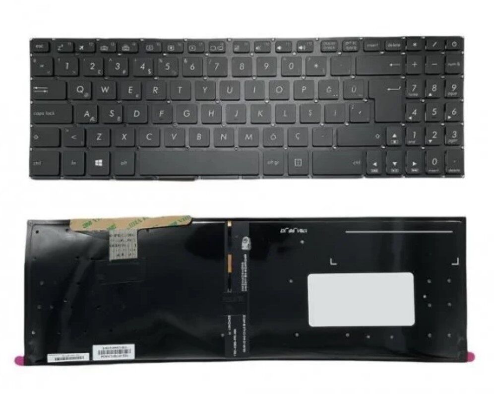 Asus N580 Uyumlu Notebook Klavyesi - Siyah - TR - Backlit