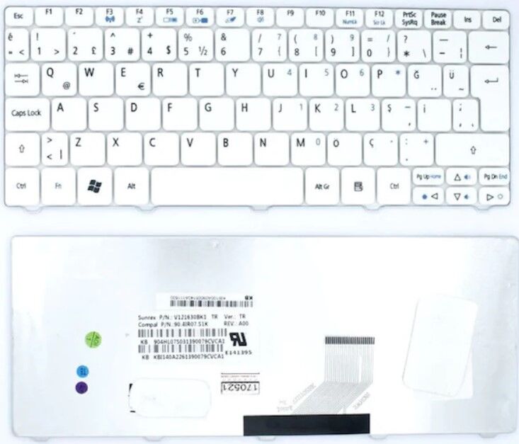 Acer Aspire One 521 Uyumlu Notebook Klavyesi Beyaz - TR