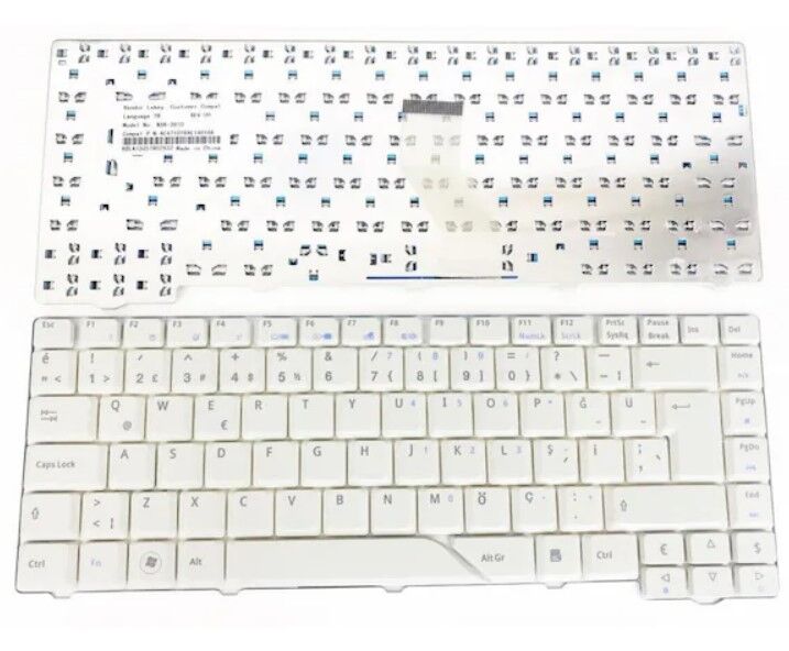 Acer Aspire 4715z Uyumlu Notebook Klavyesi - Beyaz (Açık Gri) - TR