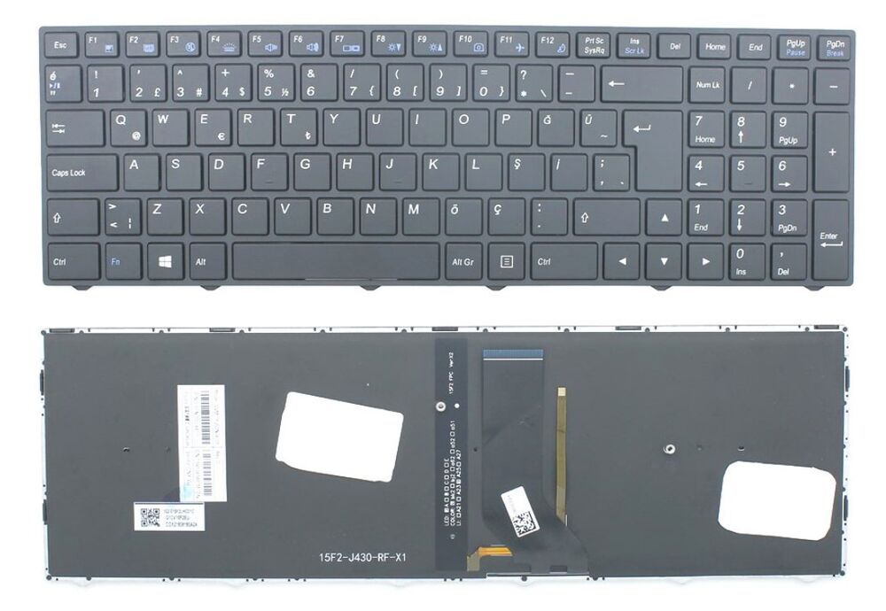 Clevo N250JU Uyumlu Notebook Klavyesi - Siyah - TR - Backlit