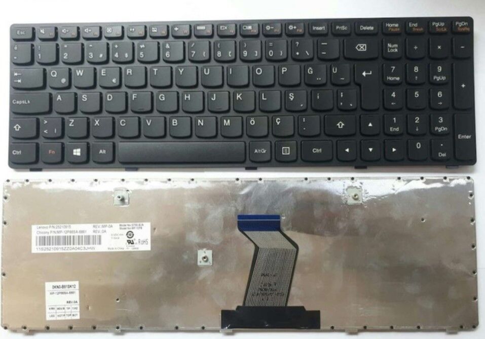 Lenovo N580 Uyumlu Notebook Klavyesi - Siyah - TR