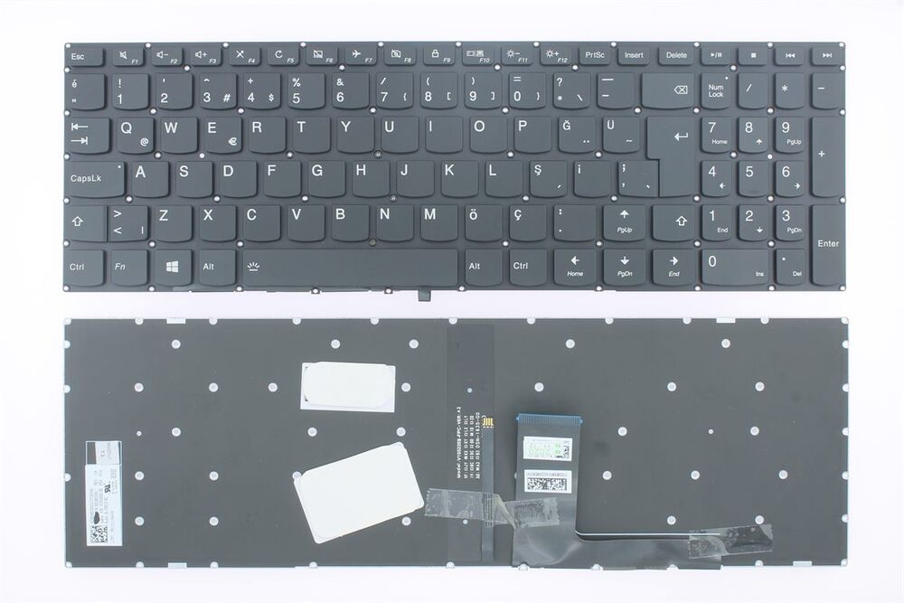 Lenovo uyumlu IdeaPad 510-15IKB Notebook Klavye - Tuş Takımı / Siyah - TR - Backlit