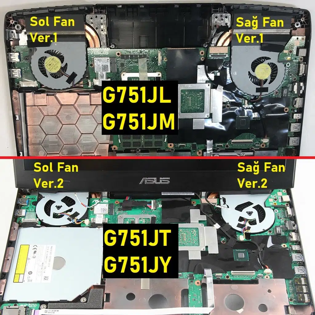 Asus ROG G751JL-T7003H ile Uyumlu Fan Sağ V1