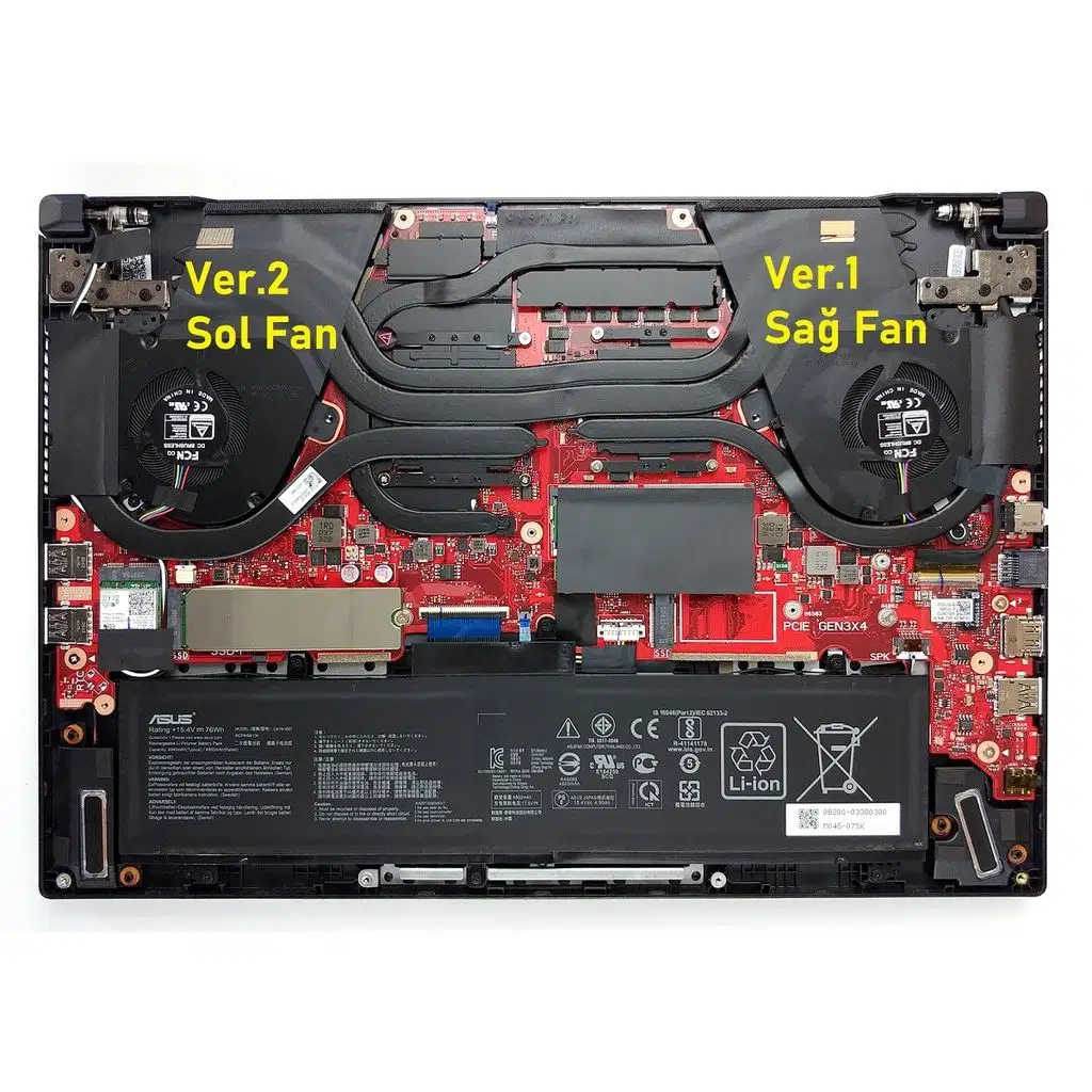 Asus TUF Dash F15 FX516PM-AZ077 ile Uyumlu Fan V2 (Sol Fan) 12V