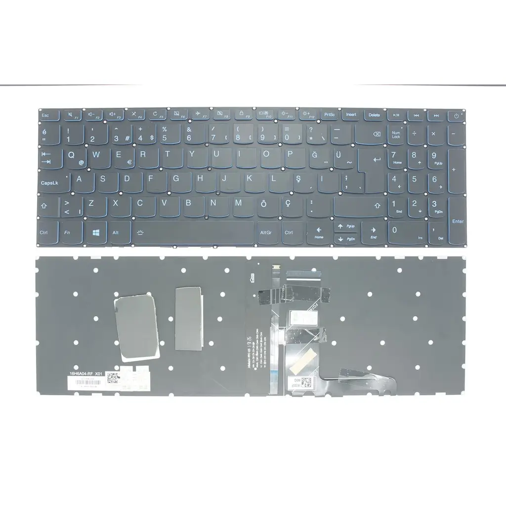 Lenovo IdeaPad 320H-15ISK ile Uyumlu Notebook Klavyesi - Siyah - Türkçe Q - Backlit - Mavi Tuş