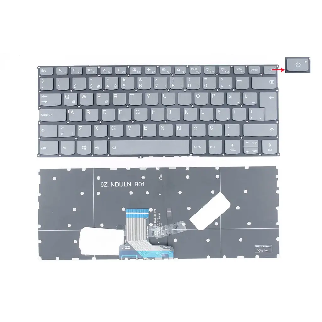 Lenovo IdeaPad 320S-13IKB ile Uyumlu Notebook Klavyesi - Syh - TR -Backlit