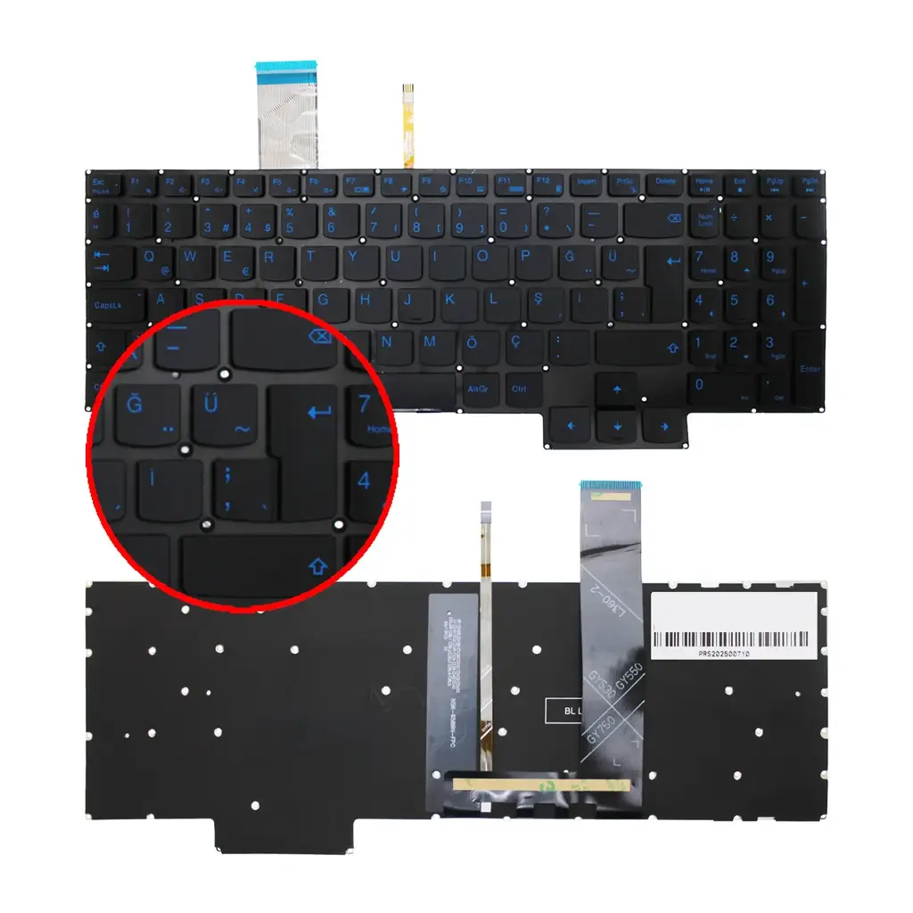 Lenovo Legion 5-15IMH05H ile Uyumlu Notebook Klavyesi Siyah - TR - Backlit - Mavi Tuş