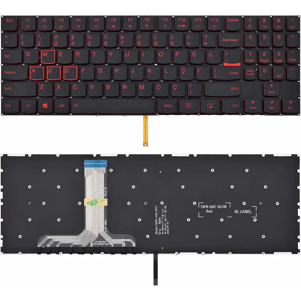 Lenovo Legion Y720-15IKB ile Uyumlu Notebook Klavyesi - Siyah - TR - Backlit - V1 - Non-RGB