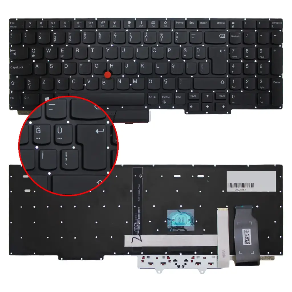 Lenovo ThinkPad E15 Gen 1 20RD ile Uyumlu Notebook Klavyesi Siyah - TR - Backlit