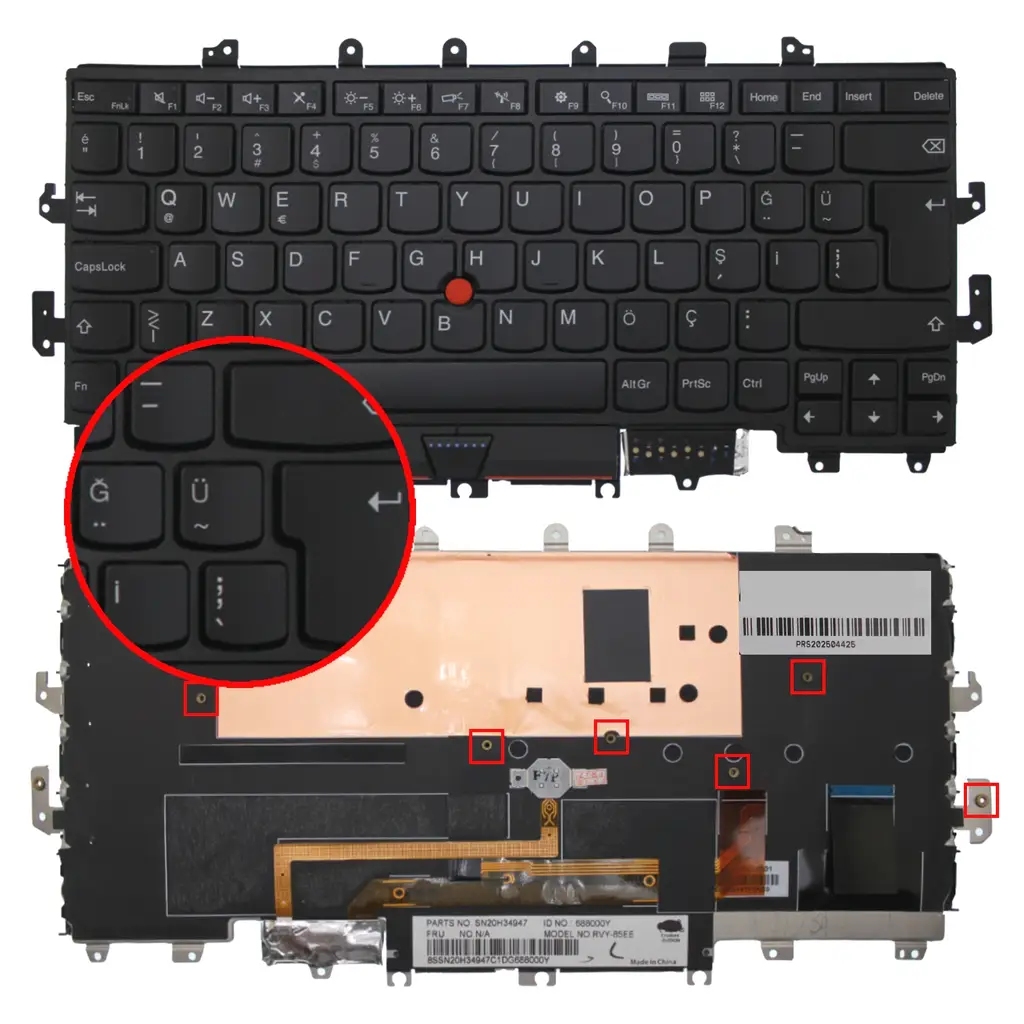 Lenovo ThinkPad X1 Carbon Gen 2 Type 20A7 ile Uyumlu Notebook Klavyesi Siyah - TR - Backlit